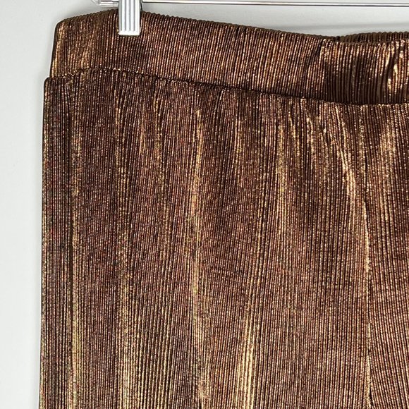 Vero Moda Curve Womens Plisse Wide Leg Pants Metallic Copper plus size 2X - Picture 7 of 13